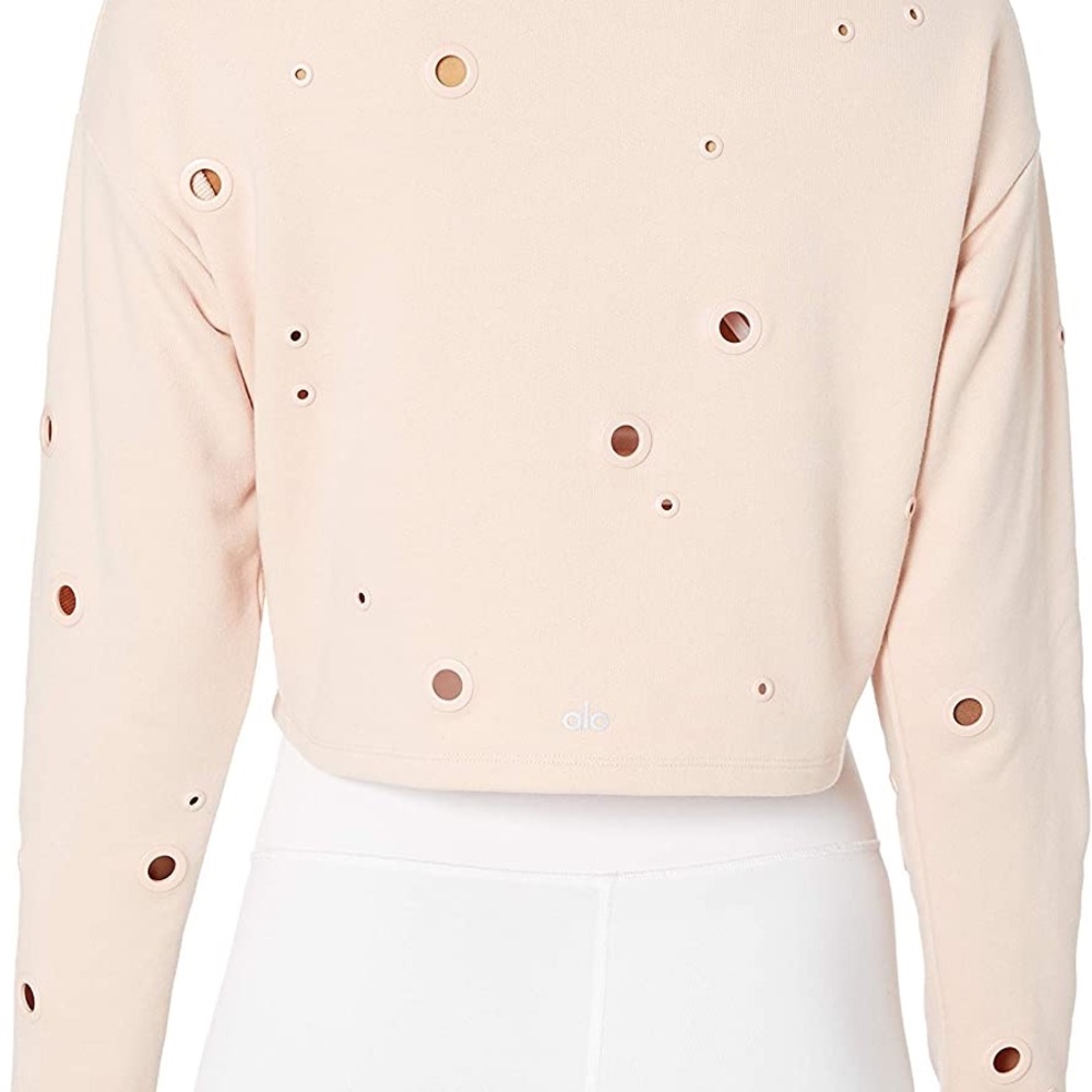 ALO Cadence grommet cropped sweatshirt in Peach. Size Medium. Like new - Picture 5 of 5